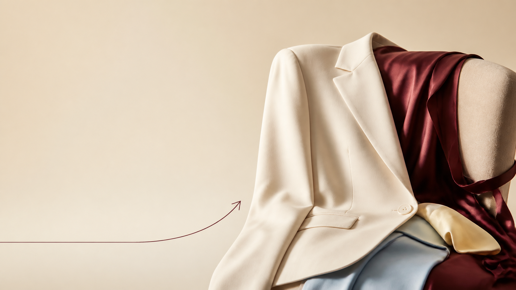 Ivory tailoring and burgundy silk for a new image chapter